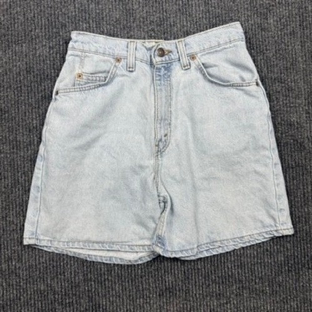VTG 96 Levis 920 Women Light Wash Hi Rise Denim Short Size 8 Orange Tab USA Made